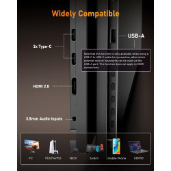 Yodoit Écran Portable 18,5" 100 Hz, 1920 × 1080 FHD Moniteur IPS 100% SRGB Display HDMI USB Type C avec Haut-parleurs Intégrés p