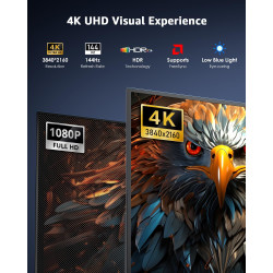 Yodoit Écran Portable 19" 4K 144HZ, UHD 3840 x 2160 QLED Ecran avec Béquille, Port USB Type C HDMI avec Haut-parleurs Intégrés, 