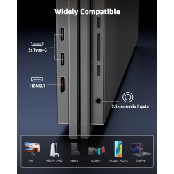 Yodoit Écran Portable 19" 4K 144HZ, UHD 3840 x 2160 QLED Ecran avec Béquille, Port USB Type C HDMI avec Haut-parleurs Intégrés, 