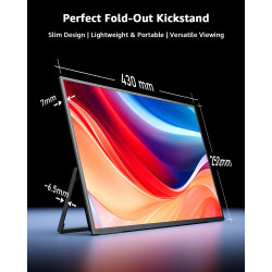 Yodoit Écran Portable 19" 4K 144HZ, UHD 3840 x 2160 QLED Ecran avec Béquille, Port USB Type C HDMI avec Haut-parleurs Intégrés, 