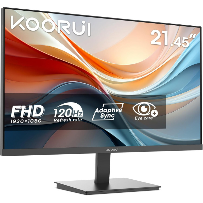KOORUI E2212F Moniteur FHD de 22 pouces, Gaming 100Hz, Écrans d'ordinateur VA, Écran PC 1080p, Synchronisation adaptative, 5ms, 