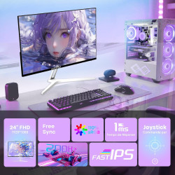Amzfast 24 Pouces Ecran PC Gamer- 200Hz, FHD 1920x1080, Fast IPS Écran, 1ms MPRT, 80% DCI-P3, 110% sRGB, Anti-Lumière Bleue, HDR
