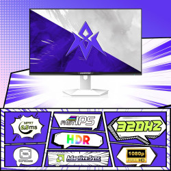 Amzfast 24.5 Pouces Ecran PC Gamer- 320Hz/240Hz, FHD 1920x1080, Fast IPS Écran, 1ms MPRT, 120% sRGB, Anti-Lumière Bleue, HDR, Ad