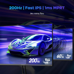 Amzfast 25 Pouces Ecran PC Gamer- 200Hz, FHD 1080P, Fast IPS Moniteur, 124% sRGB, Haut-parleurs Intégrés, 1ms MPRT, Anti-Lumière