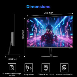 Amzfast 25 Pouces Ecran PC Gamer- 200Hz, FHD 1080P, Fast IPS Moniteur, 124% sRGB, Haut-parleurs Intégrés, 1ms MPRT, Anti-Lumière