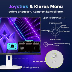 Amzfast 27 Pouces Ecran PC Gamer- 200Hz, QHD 2560x1440, Fast IPS Écran, 1ms MPRT, 95% DCI-P3, 130% sRGB, Anti-Lumière Bleue, HDR