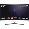 Amzfast incurvé ecran 27 pouces 200hz, moniteur fhd (1920x1080), 1ms mprt, incurvé de jeu 1500r,low bleu light, adapive sync, hd