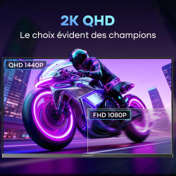 Amzfast 27 Pouces Gaming Ecran QHD 2560x1440 200Hz, Fast IPS Moniteur, sRGB 132%, HDR 450cd/m², Haut-parleurs Intégrés, 1ms MPRT
