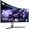 Amzfast Ecran PC Gamer Incurvé 34 Pouces, 240Hz, UWQHD 3440x1440 (21:9), 1 ms MPRT, Eyes Care, sRGB 130%, Adaptive Sync, HDR, HD