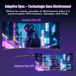 Amzfast Ecran PC Gamer Incurvé 34 Pouces, 240Hz, UWQHD 3440x1440 (21:9), 1 ms MPRT, Eyes Care, sRGB 130%, Adaptive Sync, HDR, HD