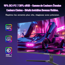 Amzfast Ecran PC Gamer Incurvé 34 Pouces, 240Hz, UWQHD 3440x1440 (21:9), 1 ms MPRT, Eyes Care, sRGB 130%, Adaptive Sync, HDR, HD