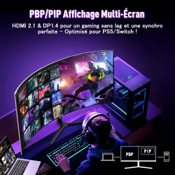 Amzfast Ecran PC Gamer Incurvé 34 Pouces, 240Hz, UWQHD 3440x1440 (21:9), 1 ms MPRT, Eyes Care, sRGB 130%, Adaptive Sync, HDR, HD