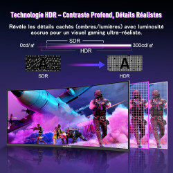 Amzfast Ecran PC Gamer Incurvé 34 Pouces, 240Hz, UWQHD 3440x1440 (21:9), 1 ms MPRT, Eyes Care, sRGB 130%, Adaptive Sync, HDR, HD