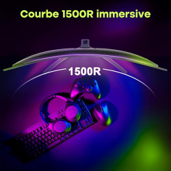 Amzfast Écran PC Gaming 27 Pouces Incurvé, 2K QHD(2560 x 1440), 200Hz Moniteur, 1ms MPRT, 1500R, sRGB 134%, Adpative Sync, HDR40