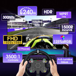 Amzfast 32 Pouces FHD 240HZ Incurve PC Ecran, 1MS MPRT, Adaptive Sync, sRGB 125%, HDR, Anti-Scintillement, Faible Lumière Bleue,