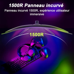 Amzfast 32 Pouces FHD 240HZ Incurve PC Ecran, 1MS MPRT, Adaptive Sync, sRGB 125%, HDR, Anti-Scintillement, Faible Lumière Bleue,
