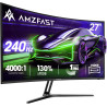 Amzfast Ecran PC Gamer Incurvé 27 Pouces - 240Hz, FHD 1920x1080, 1ms MPRT, sRGB 130%, Anti-Lumière Bleue, HDR, Adaptive Sync, HD