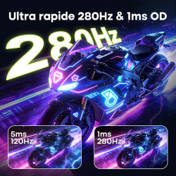 Amzfast écran pc gaming 27 pouces incurvé, 2k qhd(2560 x 1440), 280hz moniteur, 1ms mprt, 1500r, srgb 135%, adaptive sync, low b