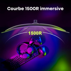 Amzfast écran pc gaming 27 pouces incurvé, 2k qhd(2560 x 1440), 280hz moniteur, 1ms mprt, 1500r, srgb 135%, adaptive sync, low b
