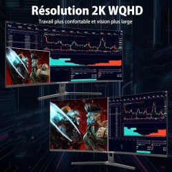 Minifire 32" Écran Gamer Incurvé QHD 2560x1440 180Hz, 1ms MPRT, 1500R, Adaptive Sync, sRGB 120%, HDR, 2X HDMI 2.0 & 2X DP 1.2, V