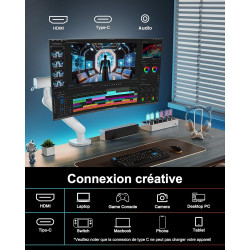 Minifire Écran Incurvé 24 Pouces 100Hz FHD, USB‑C, Haut‑Parleurs, 1500R, 1ms MPRT, sRGB 100%, HDMI, VESA 75x75 – MF24C1