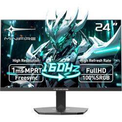 Minifire Écran PC Gamer 24 Pouces, 160Hz, FHD (1920x1080), MPRT 1ms, FreeSync, sRGB 100%, Filtre Lumière Bleue, HDMI 2.0, DP1.4,