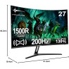 Minifire Écran PC Gamer Incurvé 27 Pouces, 200Hz, Full HD 1920x1080, 1ms MPRT, 130% sRGB, HDMI 2.0, DP 1.4, Haut-Parleurs Intégr