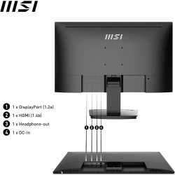 MSI Pro MP243X Écran Bureautique 23.8" Full HD - Dalle IPS 1920x1080, 100Hz, Montage VESA, Haut-Parleurs Intégrés, DisplayKit - 