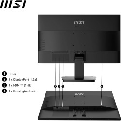 MSI Pro MP2412 Écran Bureautique 23.8" Full HD - Dalle VA 1920x1080, 100Hz, Confort Oculaire, Montable VESA, Supporte Display Ki