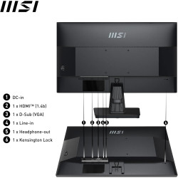 MSI Pro MP251 Écran bureautique 24,5 Pouces Full HD - Dalle IPS 1920 x 1080, 100 Hz, Confort visuel, Haut-parleurs intégrés, rég