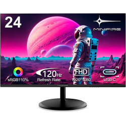 Minifire Écran PC 24 Pouces, VA, FHD (1920x1080), 120Hz, sRGB 110%, Protection des Yeux, Design Ultra-Fin, Ports USB-C & HDMI 1.