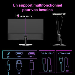 Minifire Écran PC 24 Pouces, VA, FHD (1920x1080), 120Hz, sRGB 110%, Protection des Yeux, Design Ultra-Fin, Ports USB-C & HDMI 1.