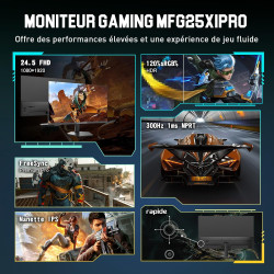 Minifire Ecran PC Gamer 24.5 Pouces,300Hz, Fast IPS, FHD 1080P, 1ms, 16:9，FreeSync, 120% sRGB, Grand Angle de Vue 178°,VESA, HDM