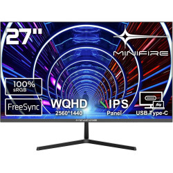 Minifire 27 Pouces Écran PC QHD（2560 x 1440） IPS 75Hz, Port USB‑C, FreeSync, 1ms, 100% sRGB, Bords Ultra‑Fins, HDMI/DP – MF27X3A