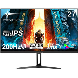 Minifire Ecran PC Gamer 27 Pouces, WQHD (2560×1440) 200Hz 1ms (OD), Écran Fast IPS Adaptive Sync HDR, HDMI/DP VESA 100×100mm (MF