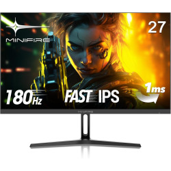 Minifire ecran pc gamer 27 pouce, 180hz, 1ms, adaptivesync, moniteur ips, fhd, srgb 110%, 2xhdmi 2.0/1xdp 1.4 ports, bleulightsh