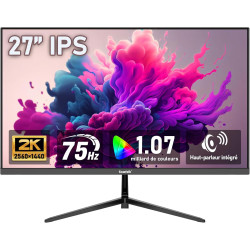Gawfolk Écran PC 27 pouces IPS 2K QHD (2560×1440), moniteur de jeu 75Hz pour ordinateur, 1ms, Adaptive Sync, 100%sRGB, 1,07 mill
