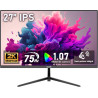 Gawfolk Écran PC 27 pouces IPS 2K QHD (2560×1440), moniteur de jeu 75Hz pour ordinateur, 1ms, Adaptive Sync, 100%sRGB, 1,07 mill