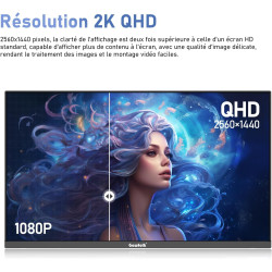 Gawfolk Écran PC 27 pouces IPS 2K QHD (2560×1440), moniteur de jeu 75Hz pour ordinateur, 1ms, Adaptive Sync, 100%sRGB, 1,07 mill