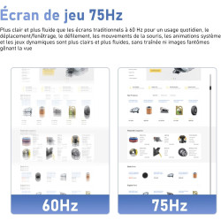 Gawfolk Écran PC 27 pouces IPS 2K QHD (2560×1440), moniteur de jeu 75Hz pour ordinateur, 1ms, Adaptive Sync, 100%sRGB, 1,07 mill