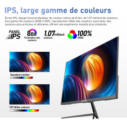 Gawfolk Écran PC 27 pouces IPS 2K QHD (2560×1440), moniteur de jeu 75Hz pour ordinateur, 1ms, Adaptive Sync, 100%sRGB, 1,07 mill
