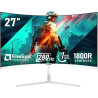 Gawfolk Écran PC 27 Pouces incurvé 280Hz Gaming Computer Moniteur, 1800R,1ms，FHD 1080p, 178 ° Grand Angle,Ultra - Mince Lunette,