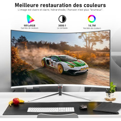 Gawfolk Écran PC 27 Pouces incurvé 180Hz Gaming Computer Moniteur, FHD 1080p, 1800R,1ms,178 ° Grand Angle, synchronisation Libre