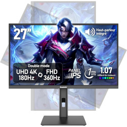 Écran PC Gaming IPS 27 pouces, UHD 3840x2160 4K 180Hz / FHD 360Hz Moniteur à double mode, 1,07 milliard de couleurs, Adaptive Sy