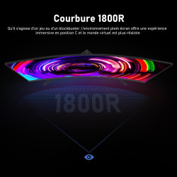 Gawfolk Écran PC 32 Pouces,2K WQHD(2560×1440P),165Hz incurvé Gaming Moniteur, 1ms sans Lunette, 100% sRGB，178 ° Angle Vue HDMI、D