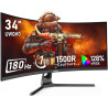 Gawfolk Écran PC Ultra Large 34 Pouces 1500R incurvé 180Hz Gaming Computer Moniteur,21:9 UWQHD(3440x1440)，128% sRGB，FreeSync，HDR