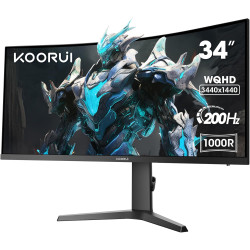 KOORUI Ecran PC Gamer 34 Pouces, Ecran Gaming incurvé, 200Hz, 1440P 1ms WQHD, Adaptive Sync, HDMI 2.0 Display Port, 1000R HDR 40