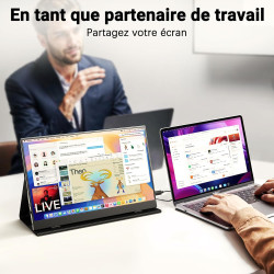COOLHOOD Ecran Portable, 15,6 Pouces Moniteur Portable IPS 100% SRGB, Écran Ordinateur 1080P FHD, Ecran Portatif USB C/Mini HDMI