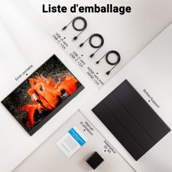 COOLHOOD Ecran Portable, 15,6 Pouces Moniteur Portable IPS 100% SRGB, Écran Ordinateur 1080P FHD, Ecran Portatif USB C/Mini HDMI