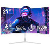Gawfolk Écran PC 27 Pouces incurvé 180Hz Gaming Computer Moniteur, 1800R,1ms，FHD 1080p, 178 ° Grand Angle,Haut-Parleur intégré, 